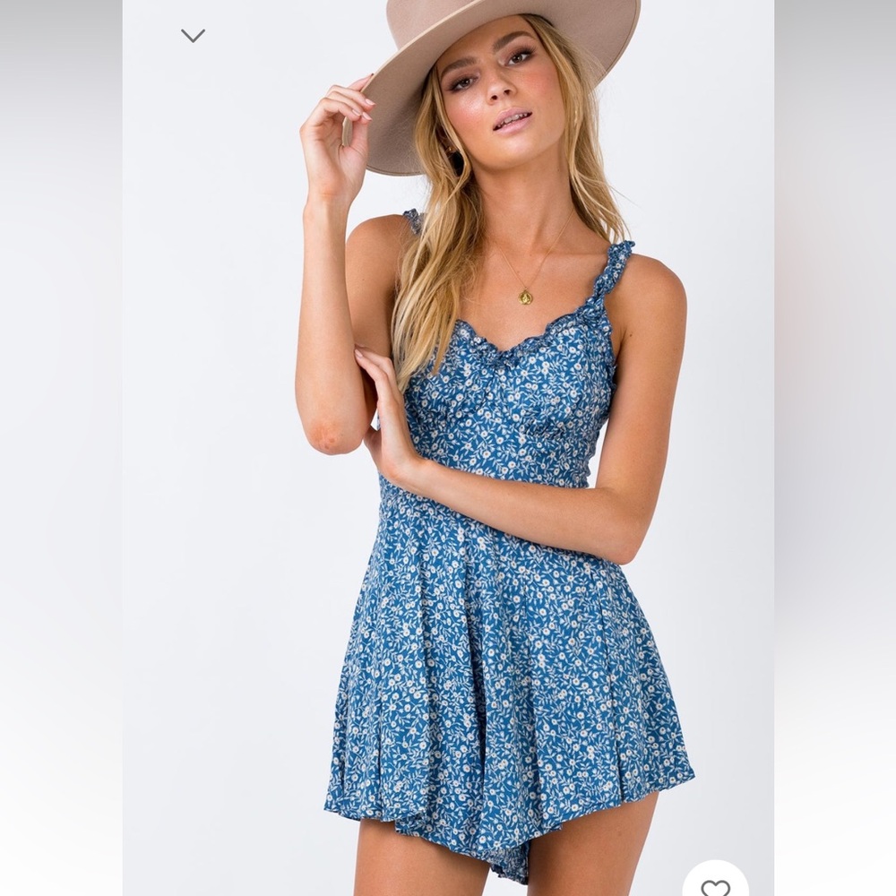 Princess Polly Thunderclouds Romper Blue